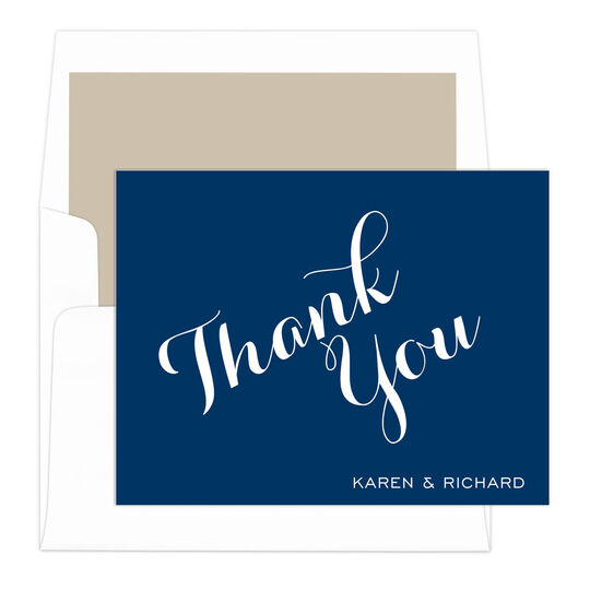 Navy Sincerely Thank You Folded Note Cards